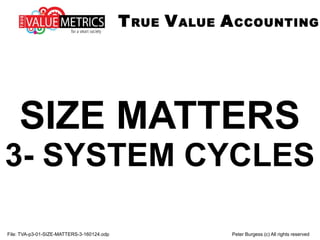 SIZE MATTERS
3- SYSTEM CYCLES
File: TVA-p3-01-SIZE-MATTERS-3-160220.odp Peter Burgess (c) All rights reserved
TRUE VALUE ACCOUNTING
 