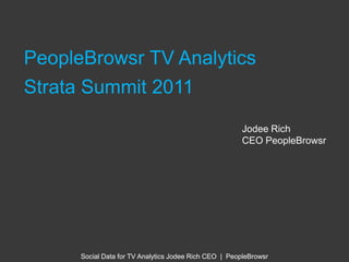 PeopleBrowsr TV Analytics Strata Summit 2011 Jodee Rich CEO PeopleBrowsr 