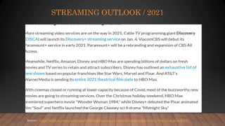 Entertrainment Industry and Streaming - January 2021