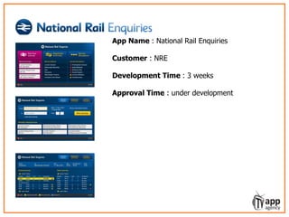 LIVO – learning video service for episodic
show formats
App Name : National Rail Enquiries
Customer : NRE
Development Time : 3 weeks
Approval Time : under development
 