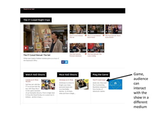 Game,
audience
can
interact
with the
show in a
different
medium