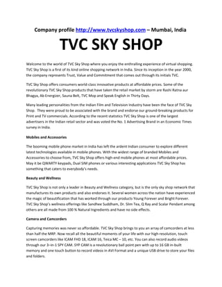 Tvc sky shop profile