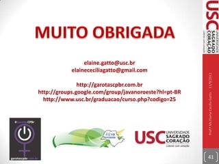 Links importanteshttp://www.softwarepublico.gov.br/spb/ver-comunidade?community_id=1101545http://www.ginga.org.br/http://www.ncl.org.br/http://clube.ncl.org.br/http://www.gingancl.org.br/http://www.lua.org/http://www.eclipse.org/http://laws.deinf.ufma.br/ncleclipse/installation.htmlhttp://www.vmware.com/products/player/http://manoelcampos.com/tvd/lua-slide-show/https://groups.google.com/group/gingajava?hl=pt-BRhttps://groups.google.com/group/devdtv?hl=pt-BR