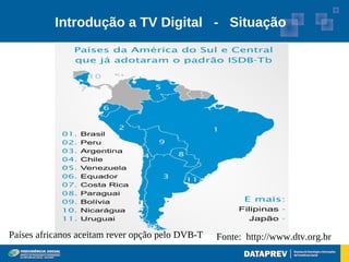 Introdução a TV Digital - Situação




Países africanos aceitam rever opção pelo DVB-T   Fonte: http://www.dtv.org.br
 