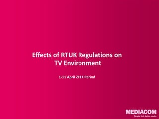 Effects of RTUK Regulations on
        TV Environment
        1-11 April 2011 Period
 
