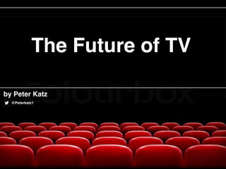 The Future of TV
by Peter Katz
@Peterkatz1
 