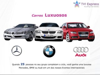 Carros   Luxuosos  Quando   25   pessoas no seu grupo completam o ciclo, você ganha uma luxuosa Mercedes, BMW ou Audi em um dos nossos Eventos Internacionais 