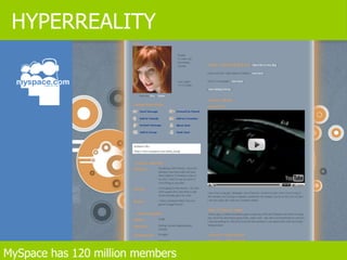 HYPERREALITY MySpace has 120 million members 