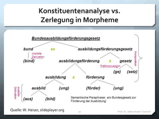 Konstituentenanalyse vs.
Zerlegung in Morpheme
Prof. Dr. Jelena Kostić-Tomović20Quelle:W. Heiser, slideplayer.org
 