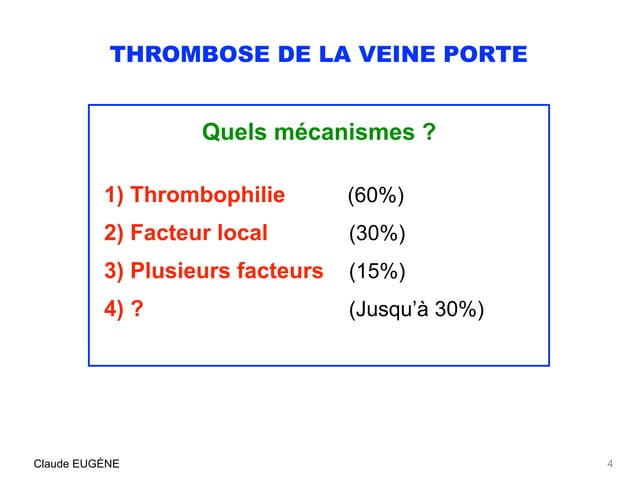 THROMBOSE DE LA VEINE PORTE (causes, signes, diagnostic, traitement) | PPT