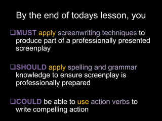 Film script - workshop | PPTX