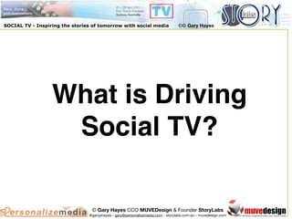SOCIAL TV - Inspiring the stories of tomorrow with social media                 ©© Gary Hayes




                  What i...