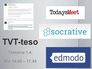 Tiistaina 1.4.
Klo 14.45 – 17.45
 