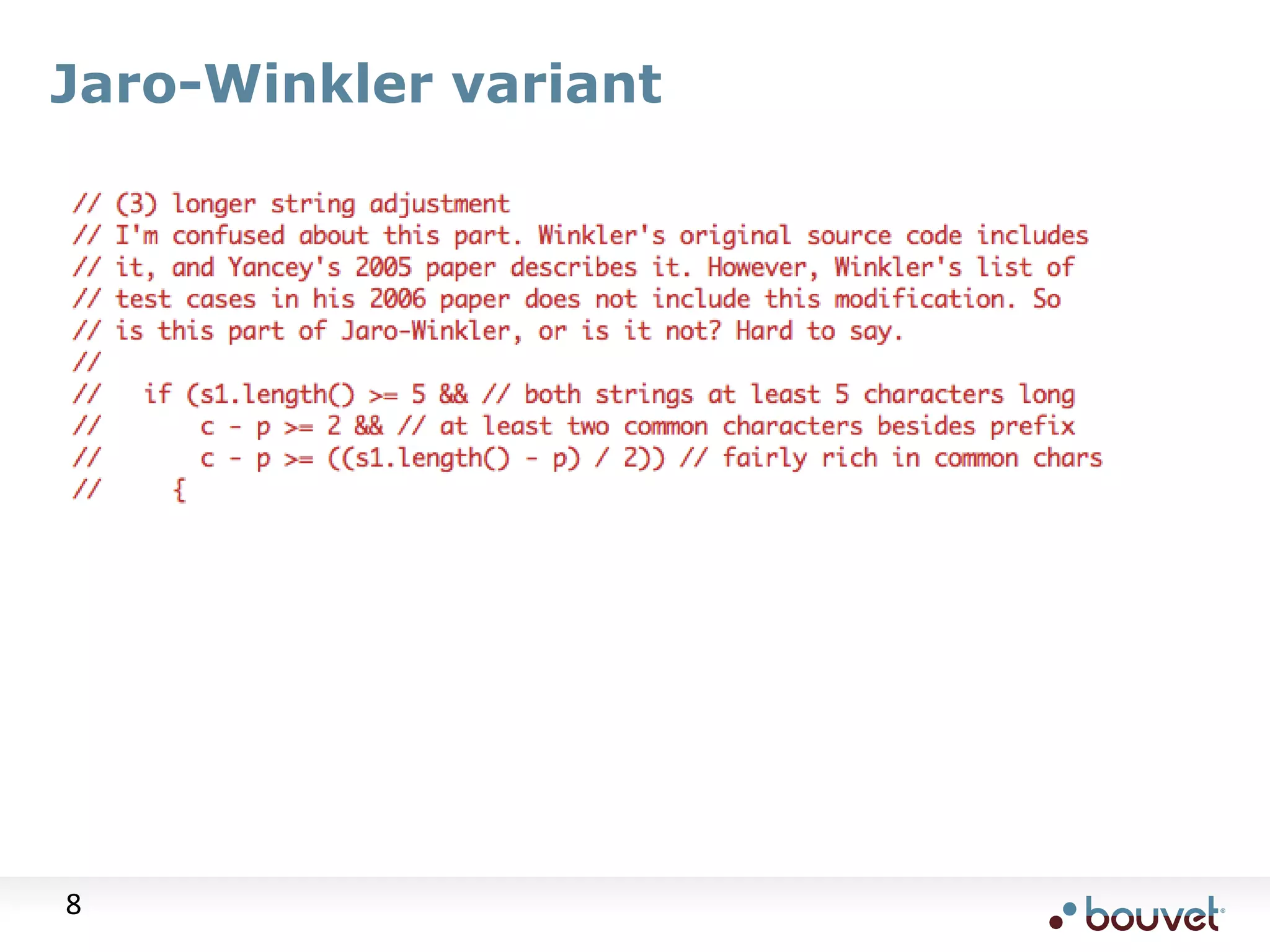 Jaro-Winkler variant 8 