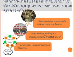 หลักการ-เทคโนโลยีใหม่ที่รับเข้ามาใช้
ต้องสนับสนุนบุคลากร กระบวนการ และ
คุณค่าองค์กร
 