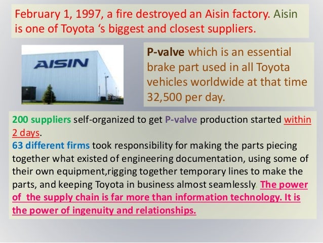 case study the toyota group and the aisin fire