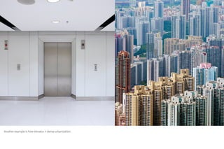 Another example is how elevator → dense urbanization.
 