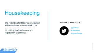 2
©2015QUALTRICSLLC.
The recording for today’s presentation
will be available at talentweek.com.
It’s not too late! Make sure you
register for Talentweek.
Housekeeping
@qualtrics
#Talentweek
#HumanCapital
JOIN THE CONVERSATION
 