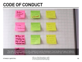 CODE OF CONDUCT




     The code of conduct is a set of rules, created and used by developers. It can be about all types ...