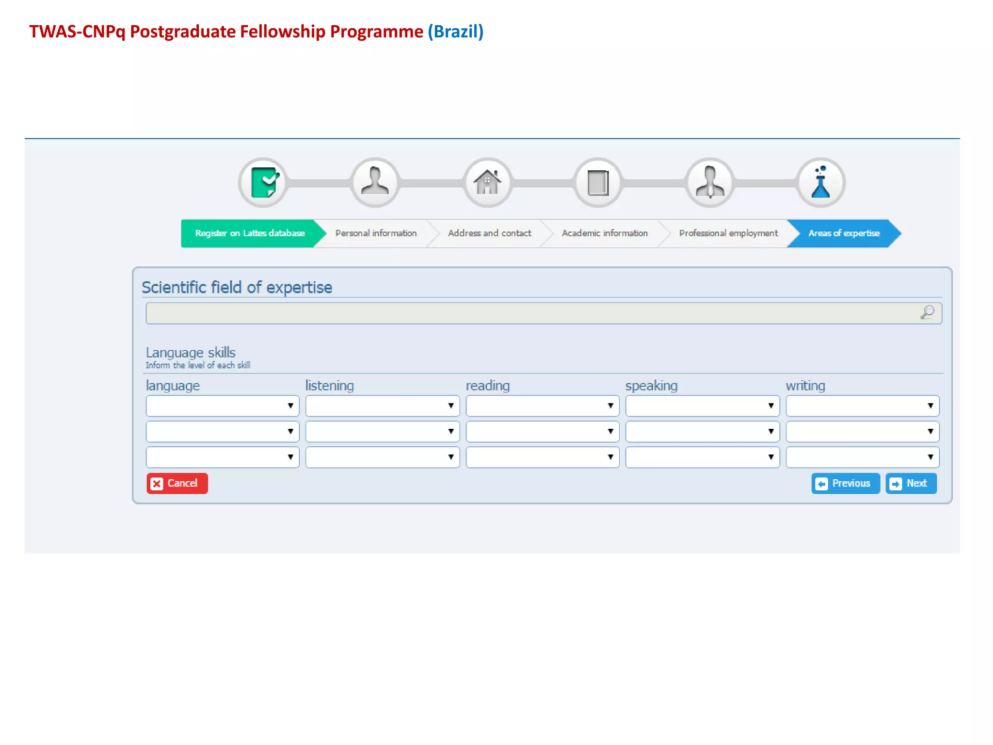 TWAS-CNPq Postgraduate Fellowship Programme (Brazil)
 