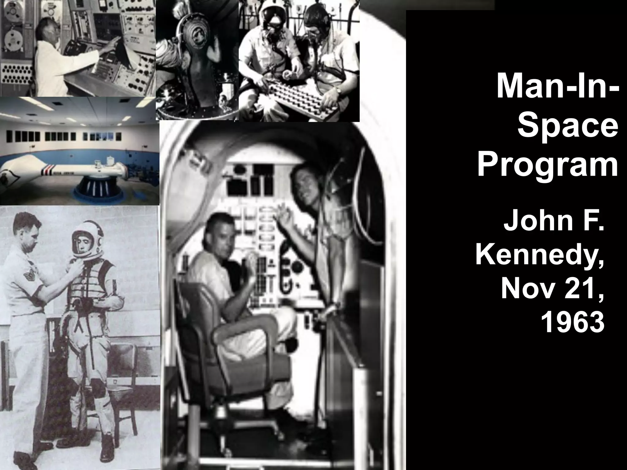 John F.
Kennedy,
Nov 21,
1963
Man-In-
Space
Program
 