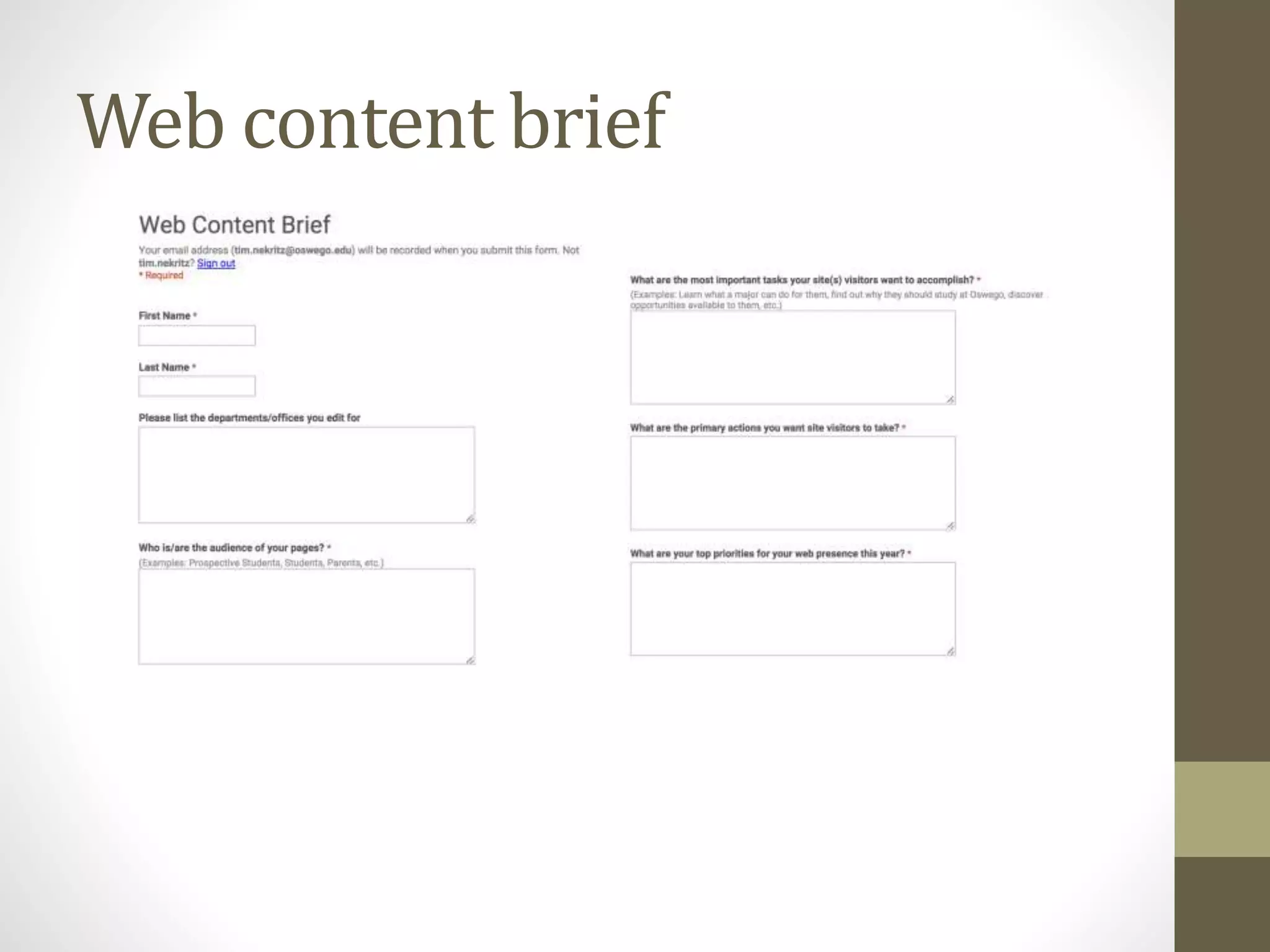 Web content brief
 