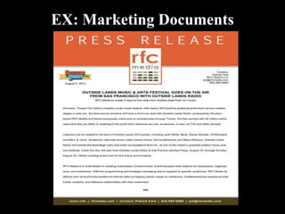 EX: Marketing Documents
 