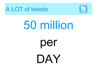A LOT of tweets
50 million
per
DAY
 