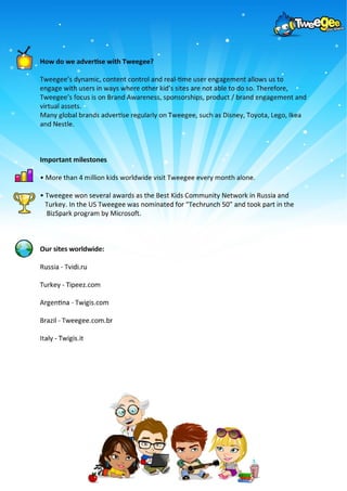 Tweegee Tweegee, the leading platform for kids! | PDF