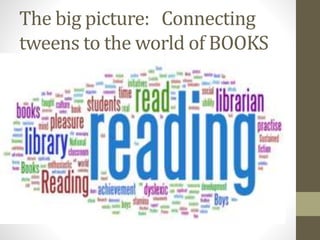 The big picture: Connecting
tweens to the world of BOOKS
 