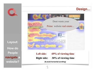 Dont waste your
             Prime website real estate...




 Layout:

 How do
 People
navigate a
 website?
             17
 