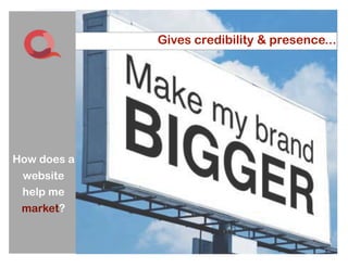 Gives credibility & presence...




How does a
 website
 help me
 market?
 