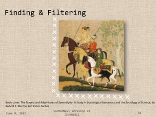Finding & Filtering




Book cover: The Travels and Adventures of Serendipity: A Study in Sociological Semantics and the S...
