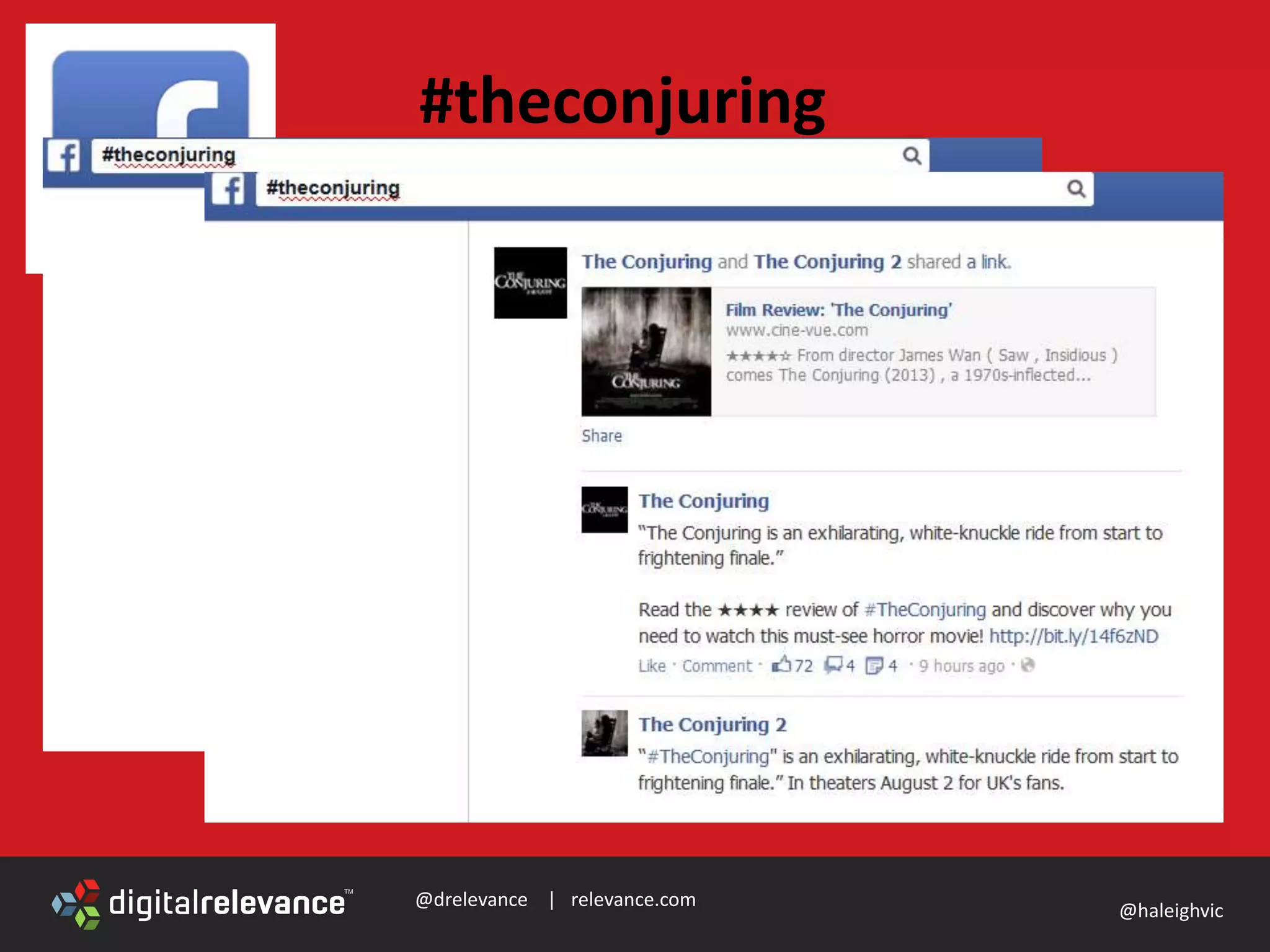 @drelevance | relevance.com
@haleighvic
#theconjuring
 