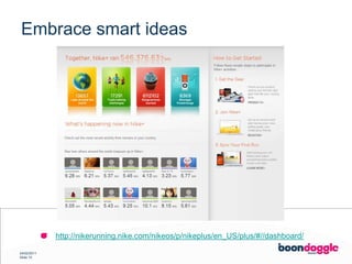 Embrace smart ideashttp://nikerunning.nike.com/nikeos/p/nikeplus/en_US/plus/#//dashboard/