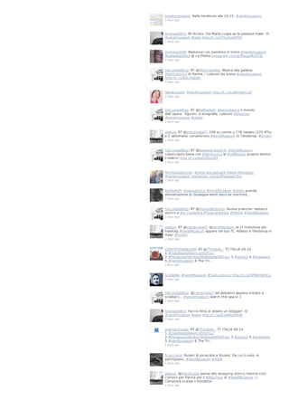 breakingnewsit: Nelle tendenze alle 10:15: #verdimuseum.
2 days ago

Andreas86m: Mi dicono che Maria Luigia se la passava male! :D
#verdimuseum #aida http://t.co/5Y5ymm6PXt
2 days ago

ziomike2009: Madonna con bambino in trono #Verdimuseum
#palazzopilotta @ La Pilotta instagram.com/p/f9yguMnGTZ/
2 days ago

SQcuoladiBlog: RT @lifeintravelita: Mostra alla galleria
#sanludovico di Parma, i costumi da scena #verdimuseum
http://t.co/lJOLRfaE8h
2 days ago

fabiatonazzi: #verdimuseum http://t.co/Lo8mswhLqF
2 days ago

SQcuoladiBlog: RT @RaffaellaPi: #sanludovico il mondo
dell`opera : figurini, scenografie, costumi #blogtour
#verdimuseum #otello
2 days ago

aselusi: RT @trendinaliaIT: 299 accounts y 776 tweets (375 RTs)
e 2 settimane convertirono #VerdiMuseum in Tendenza. #trndnl
2 days ago

SQcuoladiBlog: RT @BarbaraCastel19: #VerdiMuseum
cominciamo bene con #lambrusco al #cafferegio proprio dentro
il teatro! http://t.co/AidU06gv84
2 days ago

MichelaZamuner: #pinacotecastuard #aida #blogtour
#verdimuseum instagram.com/p/f9ydpqwYSy/
2 days ago

RaffaellaPi: #sanludovico #VerdiMuseum #otello grande
dimostrazione di Giuseppe Verdi deus ex machina...
2 days ago

SQcuoladiBlog: RT @AriannaRuberto: Buone pratiche: restauro
storico e #accessibilità.#TeatroFarnere #Pilotta #VerdiMuseum
2 days ago

aselusi: RT @trendinaliaIT: @VerdiMuseum la 1ª menzione del
hashtag #VerdiMuseum appare nel tuo TL. Adesso è Tendenza in
Italy! #trndnl
2 days ago

COMITATONOEURO: RT @TTmobile_: TT ITALIA 09:10
1.#ItalyNeedsNeonLightsTour
2.#ParaguayIsBrokenWeNeedWWATour 3.#goofy2 4.#orasolare
5.#verdimuseum 6.The Tri…
2 days ago

luigilp86: #VerdiMuseum #SanLudovico http://t.co/5PDAYAKNLo
2 days ago

SQcuoladiBlog: @trendinaliaIT ed abbiamo appena iniziato a
scaldarci... #verdimuseum watch this space ;)
2 days ago

Andreas86m: Faccio finta di essere un blogger! :D
#verdimuseum #aida http://t.co/zEoVWUzR0W
2 days ago

selenatorsvale: RT @TTmobile_: TT ITALIA 09:10
1.#ItalyNeedsNeonLightsTour
2.#ParaguayIsBrokenWeNeedWWATour 3.#goofy2 4.#orasolare
5.#verdimuseum 6.The Tri…
2 days ago

Scacchino: Ruderi di pinacoteca Stuard. Da cui il rudo, in
parmigiano. #VerdiMuseum #AIDA
2 days ago

aselusi: @RobyPuglia pensa allo shopping storico mentre tutti
corrono per Parma per il #BlogTour di #VerdiMuseum ;-)
Comprerà scarpe o borsetta?
2 days ago

 