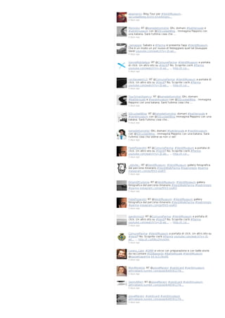 aleamerini: Blog Tour per #VerdiMuseum..
sqcuoladiblog.it/2013/10/blogto…
4 days ago

Moniniks: RT @benedettomotisi: Ohi, domani #battleroyale e
#verdimuseum con @SQcuoladiBlog . Immagina Peppino con
una katana. Sarà l'ultima cosa che …
4 days ago

_lamaggie: Sabato a #Parma si presenta l'app #VerdiMuseum.
Che è un modo un po' nuovo di festeggiare quel tal Giusuppe
Verdi youtube.com/watch?v=-jS-ad…
5 days ago

XonneMobileApp: RT @ComuneParma: #VerdiMuseum a portata
di click. Un altro sito su #Verdi? No. Scoprite cos'è #Parma
youtube.com/watch?v=-jS-ad… … http://t.co/…
5 days ago

ceciliavalent12: RT @ComuneParma: #VerdiMuseum a portata di
click. Un altro sito su #Verdi? No. Scoprite cos'è #Parma
youtube.com/watch?v=-jS-ad… … http://t.co/…
5 days ago

YourSmartAgency: RT @benedettomotisi: Ohi, domani
#battleroyale e #verdimuseum con @SQcuoladiBlog . Immagina
Peppino con una katana. Sarà l'ultima cosa che …
5 days ago

SQcuoladiBlog: RT @benedettomotisi: domani #battleroyale e
#verdimuseum con @SQcuoladiBlog Immagina Peppino con una
katana. Sarà l'ultima cosa che...
5 days ago

benedettomotisi: Ohi, domani #battleroyale e #verdimuseum
con @SQcuoladiBlog . Immagina Peppino con una katana. Sarà
l'ultima cosa che vedrai se non ci sei!
5 days ago

FedePizzarotti: RT @ComuneParma: #VerdiMuseum a portata di
click. Un altro sito su #Verdi? No. Scoprite cos'è #Parma
youtube.com/watch?v=-jS-ad… … http://t.co/…
5 days ago

_oldville_: RT @VerdiMuseum: #VerdiMuseum gallery fotografica
del percorso itinerario #VerdiWalkParma #teatroregio #parma
instagram.com/p/f0V3-vJoAY/
5 days ago

OriginOfCydonia: RT @VerdiMuseum: #VerdiMuseum gallery
fotografica del percorso itinerario #VerdiWalkParma #teatroregio
#parma instagram.com/p/f0V3-vJoAY/
5 days ago

FedePizzarotti: RT @VerdiMuseum: #VerdiMuseum gallery
fotografica del percorso itinerario #VerdiWalkParma #teatroregio
#parma instagram.com/p/f0V3-vJoAY/
5 days ago

gandinirozzi: RT @ComuneParma: #VerdiMuseum a portata di
click. Un altro sito su #Verdi? No. Scoprite cos'è #Parma
youtube.com/watch?v=-jS-ad… … http://t.co/…
5 days ago

ComuneParma: #VerdiMuseum a portata di click. Un altro sito su
#Verdi? No. Scoprite cos'è #Parma youtube.com/watch?v=-jSad… … http://t.co/O9u2hIvnDm
5 days ago

Lorenz_Cats: #SMM si vince con preparazione e con belle storie
da raccontare #SDBawards #BattleRoyale #VerdiMuseum
@gazzettaparma bit.ly/1cfexAE
5 days ago

MoniMorettis: RT @giovaMarani: #verdicard #verdimuseum
jethroblank.tumblr.com/post/648591276…
5 days ago

GeomAlfieri: RT @giovaMarani: #verdicard #verdimuseum
jethroblank.tumblr.com/post/648591276…
5 days ago

giovaMarani: #verdicard #verdimuseum
jethroblank.tumblr.com/post/648591276…
5 days ago

 