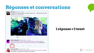 Réponses et conversations
1 réponse = 1 tweet
 