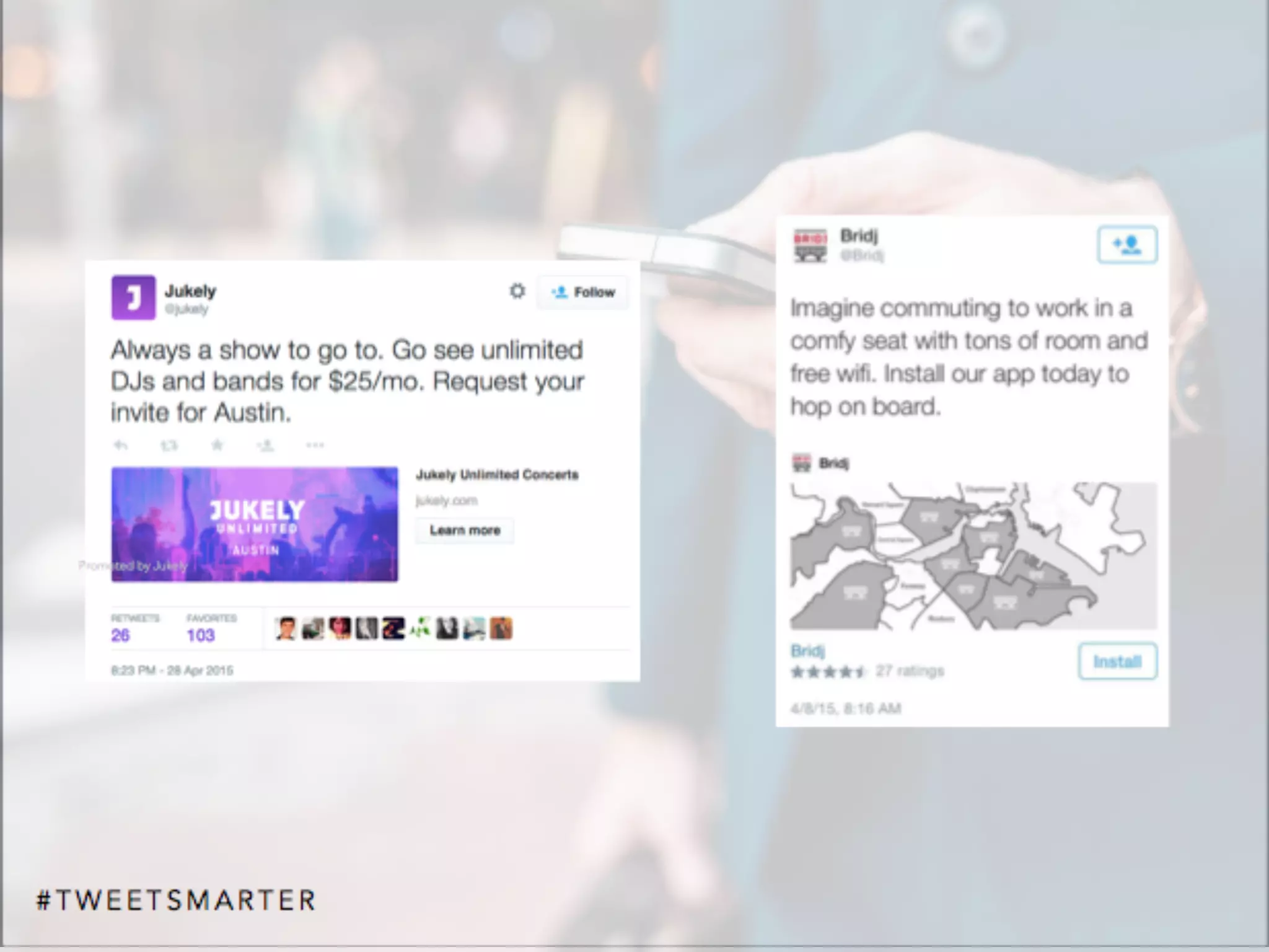 # T W E E T S M A R T E R
Promoted by Jukely
 