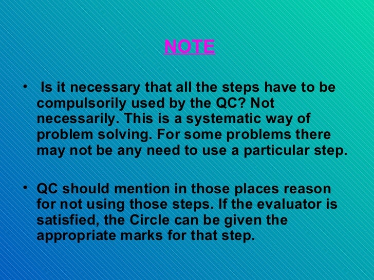 Twelve steps of qc
