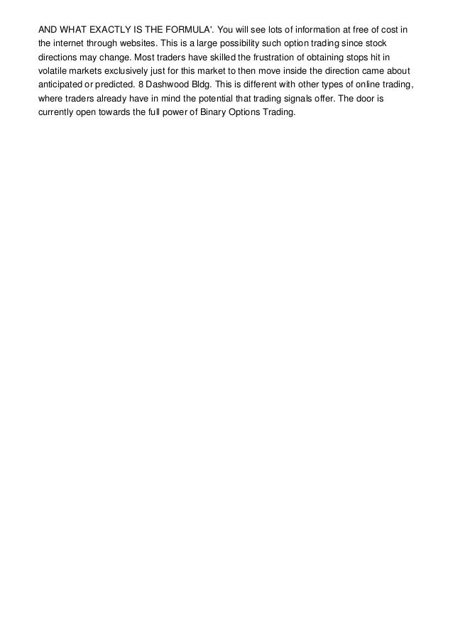 Binary options winning formula download