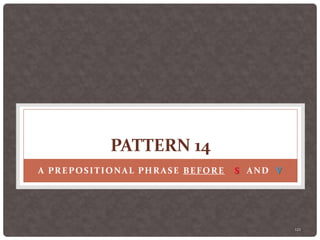 121
PATTERN 14
A PREPOSITIONAL PHRASE BEFORE S AND V
 