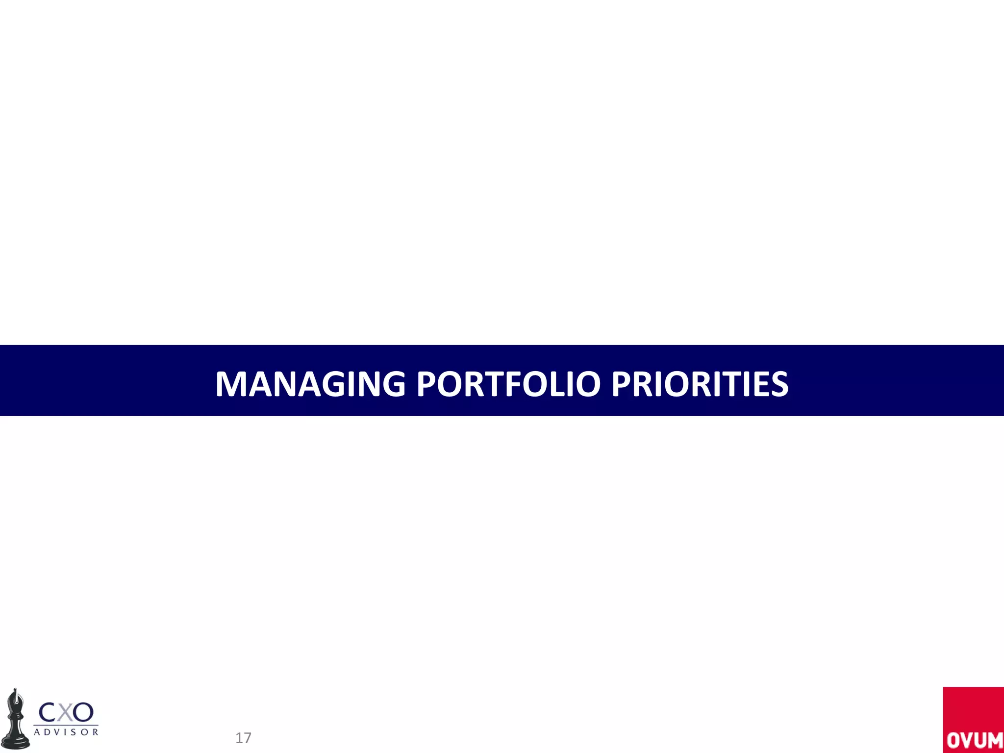 MANAGING PORTFOLIO PRIORITIES




 17
 