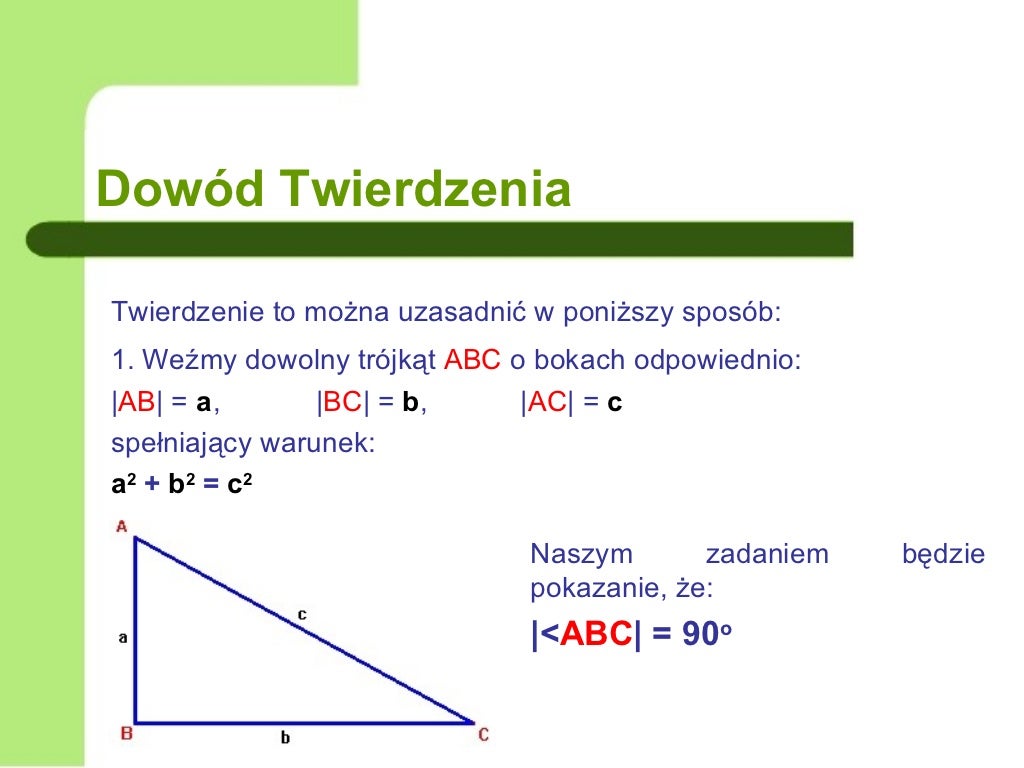 Twierdzenie odwrotne do Twierdzenia Pitagorasa