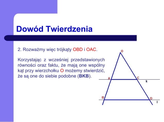 Twierdzenie Odwrotne Do Twierdzenia Talesa Twierdzenie odwrotne do Twierdzenia Talesa | PPT