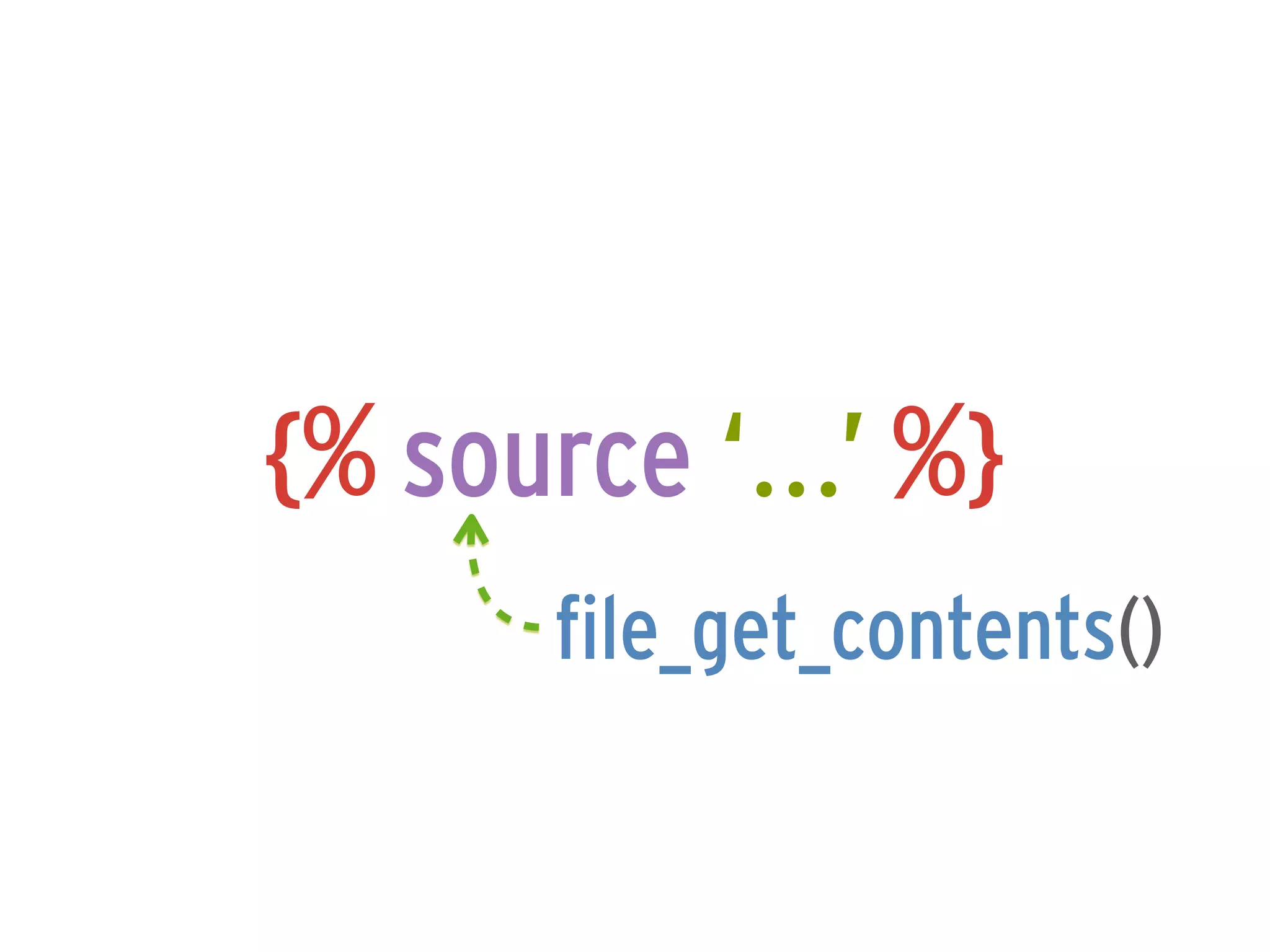 {% source ‘...’ %}
       file_get_contents()
 
