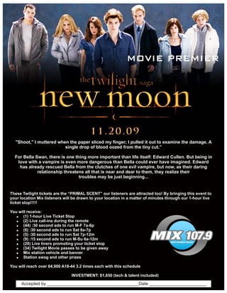 Mix 107.9 New Moon Ticket Stops