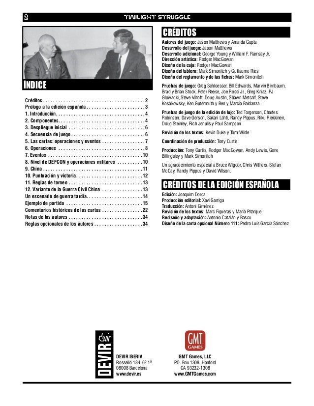 Twilight Struggle (Reglas) - Juego de mesa