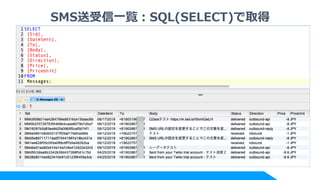 SMS送受信一覧：SQL(SELECT)で取得
 