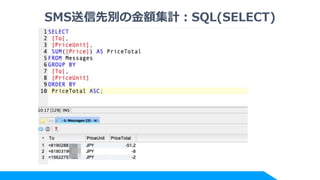 SMS送信先別の金額集計：SQL(SELECT)
 